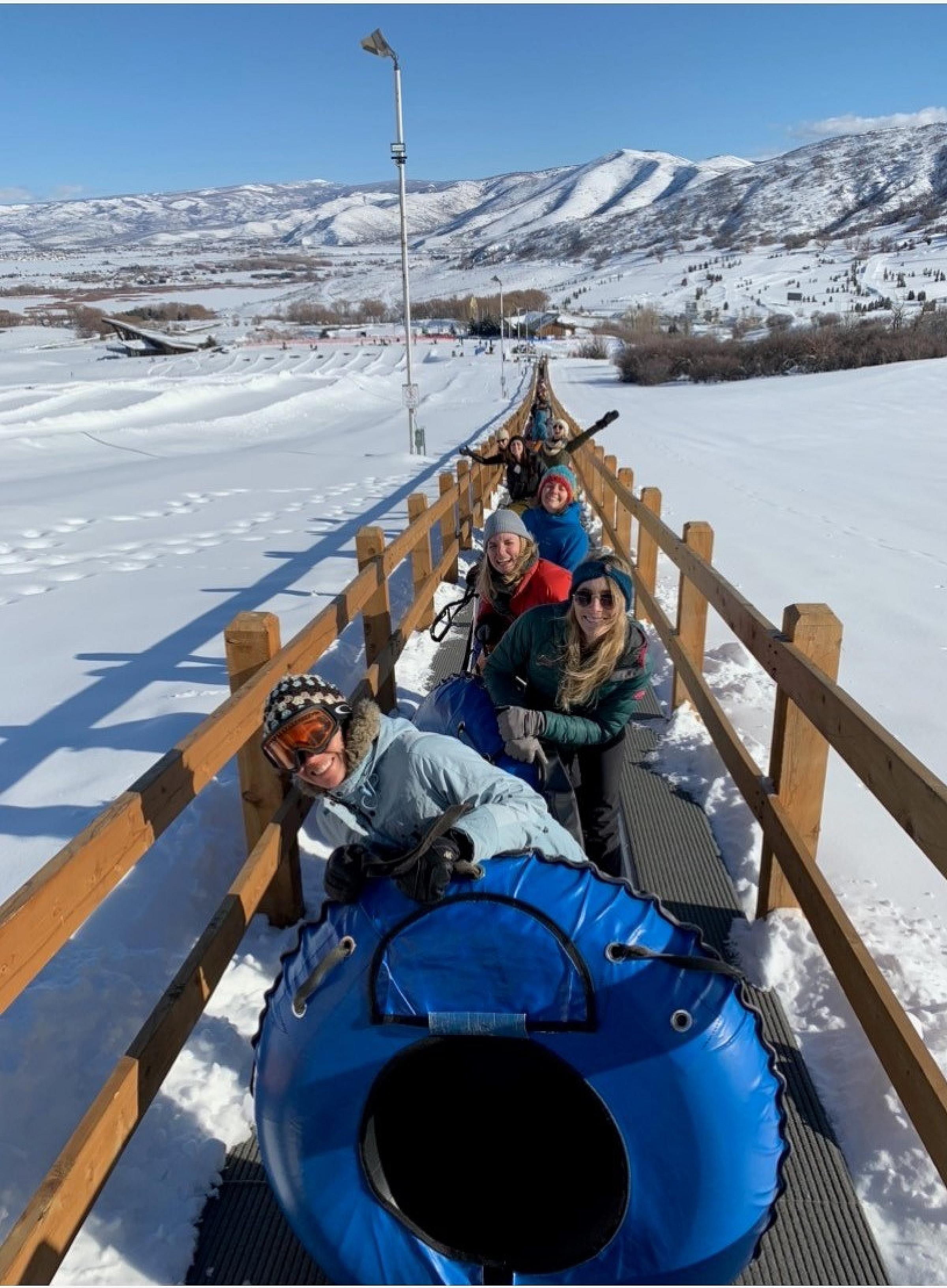 tubing in snow for wellness retreat, department of general obstetrics and gynecology